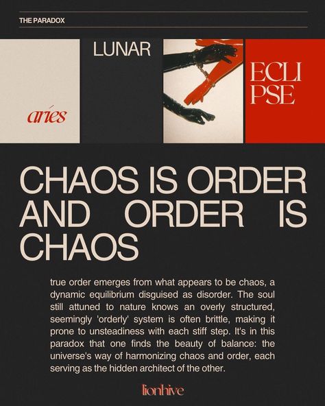 the Aries full moon eclipse is here…theme: chaos is order and order is chaos (in keeping with this theme, I decided I’m not sending an… | Instagram Chaos Invites Change, Goddess Of Chaos Art, Chaos Energy, Eclipse Ritual, Chaos Makes The Muse, Order In Chaos, Aries Full Moon, Your Rising Sign, Order And Chaos