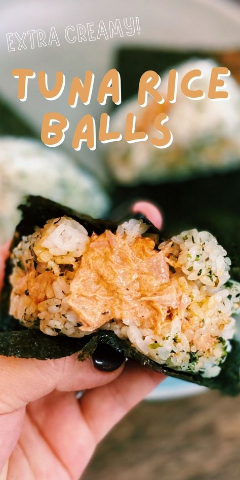 Creamy Tuna Onigiri, Tuna Filling Recipes, Spicy Tuna Balls, Rice And Tuna Balls, Japanese Tuna Rice Balls, Spicy Crab Rice Balls, Tuna Sushi Balls, Onigiri Filling Ideas Recipes, Easy Lunch Ideas With Rice