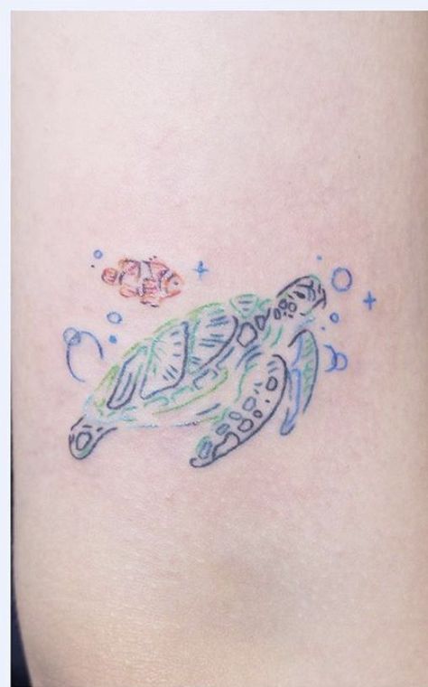 Colorful Sea Tattoo, Ocean Tattoo Color, Marine Animals Tattoo, Aquatic Tattoos, Sea Animal Tattoos, Sea Creature Tattoo, Marine Life Tattoo, Marine Tattoos, Aquatic Tattoo