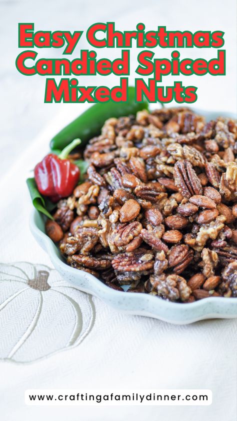 Easy Christmas Candied Spiced Mixed Nuts recipe! An irresistible mix of sweetness, spice, and everything nice, this delightful appetizer is sure to be a hit at your Christmas gathering. From the inviting aroma to the rich, warm flavors, each bite will transport you to a winter wonderland. So why wait? Make these delicious spiced nuts for your next party and watch your guests go nuts over them! Warm Nuts Recipe, Sweet And Spicy Mixed Nuts Recipe, Cheese Artichoke Dip, Christmas Side Dishes Recipes, Best Christmas Side Dishes, Chex Mix Recipes Spicy, Quick Mashed Potatoes, Easy Christmas Side Dishes, Nut Mix Recipe