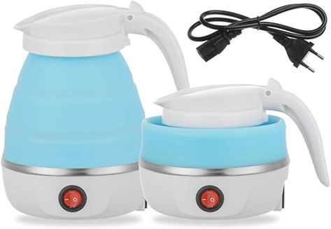 AmazonSmile: Foldable Portable Kettle | Travel Kettle - Upgraded Food Grade Silicone, 5 Mins Heater To Quickly Foldable Electric Kettle, Blue 600ML 110V US Plug: Home & Kitchen Collapsible Kettle, Travel Kettle, French Press Coffee Maker, Water Boiler, Water Kettle, Smart Appliances, Tea Kettle, Glass Ceramic, Small Appliances