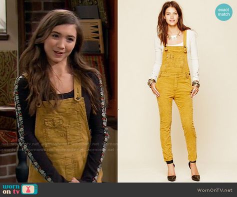 Free People Through The Woods Corduroy Overall worn by Rowan Blanchard on Girl Meets World Girl Meets World Outfits, Riley Matthews, Tv Clothes, Yellow Jumpsuit, Rowan Blanchard, Overalls Outfit, Fandom Fashion, Tv Show Outfits, Girl Meets World