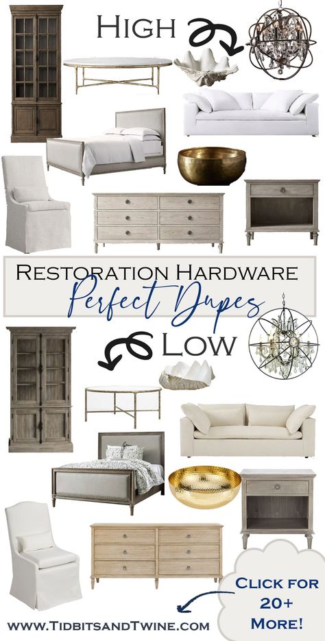 Do you love the look of Restoration Hardware but not a fan of the prices? Here are some amazing Restoration Hardware dupes so not only will you look chic, but you’ll also be stylish on a budget. Restauration Hardware Bedroom, Restoration Hardware Hacks, Rh Maison Bedroom, Restoration Hardware French Contemporary Bedroom, Luxury Home On A Budget, Restoration Hardware Beach, Restoration Hardware Drawer Pulls, Restoration Hardware Dining Room Ideas, Restoration Hardware Metal Bed