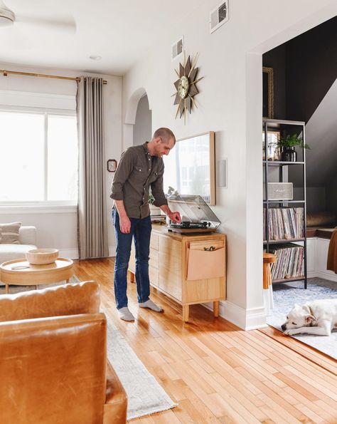 So, You Want to Buy a Turntable? Here's How to Get Started. - Yellow Brick Home Turntable Setup, Whole Home Audio, Yellow Brick Home, Turntable Stand, Audio Room, In Wall Speakers, Brick Home, New Condo, Listen To Music