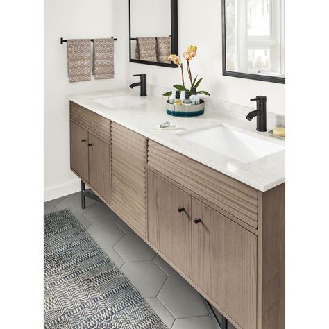 Room & Board | Adrian Bathroom Vanity Cabinets with Top Sink Lights, Vanity Room, Single Sink Vanity, White Oak Wood, Double Sink Vanity, Living Room Accent Tables, Sink Top, Modern Baths, Wallpaper Bts