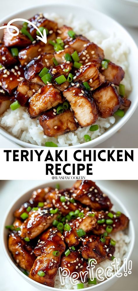 A plate of glazed teriyaki chicken served with steamed rice, garnished with sesame seeds. Turkey Teriyaki Bowl, Teriyaki Chicken Bowl, Teriyaki Chicken Recipe, Teriyaki Bowl, Flavorful Dinner, Chicken Teriyaki Recipe, Easy Chinese Recipes, Glazed Chicken, Chicken Bowl