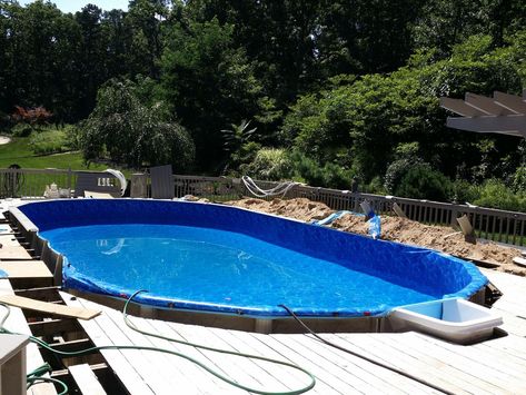 Pool Services - Above Ground Pool Installation with Deck - Above Ground Pool Installation with Deep End Above Ground Pools, Pool Sizes, Pool Installation, Pool Service, Ground Pools, Online Photo Gallery, Pools Backyard, Swimming Pools Backyard, Above Ground Pool