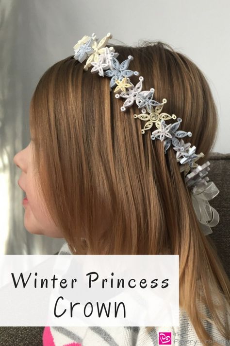 Winter Princess Crown Paper Tiara, Snowflake Crown, Paper Jewellery, Winter Princess, Quilling Tutorial, 3d Quilling, Quilling Craft, Quilling Patterns, Princess Crown