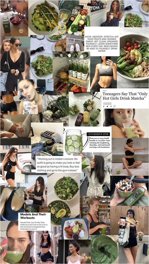 that girl, vision board, work out, it girl, healthy mood board Green Juice Girl, Sushi Wrap, Women Cardio Workout, Diet Soup Recipes, Cucumber Water, Vision Board Images, Healthy Lifestyle Habits, Gym Girl, Healthy Food Motivation