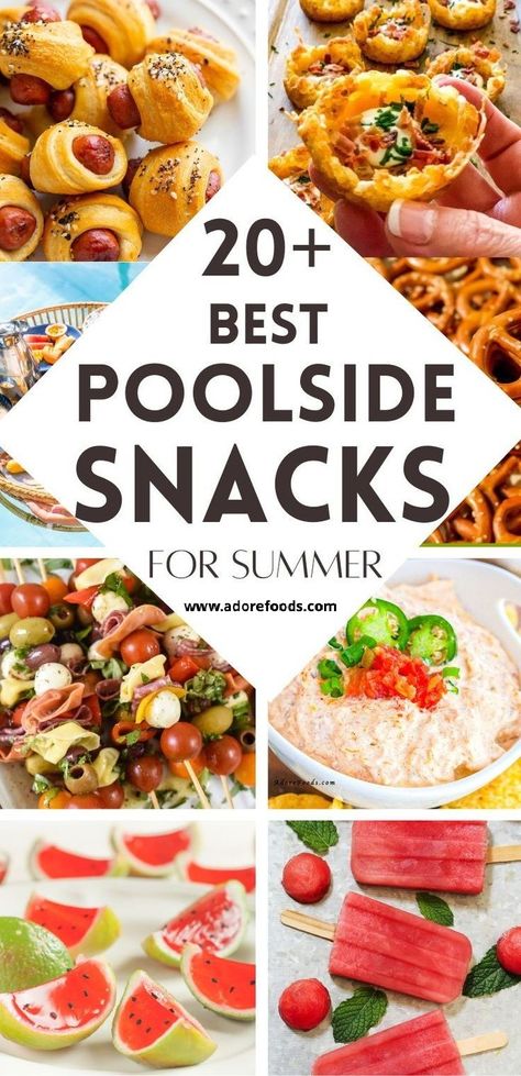 Easy poolside snacks! Find everything from savory pool party appetizers to sweet treats that are ideal for any pool party. These pool party food ideas are not only delicious but also easy to enjoy while you soak up the sun. Don't forget to pin your favorites! Outdoor Snacks Party, Pool Party Appetizers Finger Foods, Finger Food For Pool Party, Finger Food Pool Party, Pool Party Meal Ideas, Potluck Pool Party, By The Pool Snacks, Best Pool Party Food, Easy Pool Side Snacks