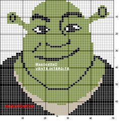 Shrek hama Pixel Grid, Disney Crochet Patterns, Pixel Art Templates, Pixel Crochet, Pixel Art Grid, Crochet Shop, Tapestry Crochet Patterns, Minecraft Pixel Art, Disney Cross Stitch