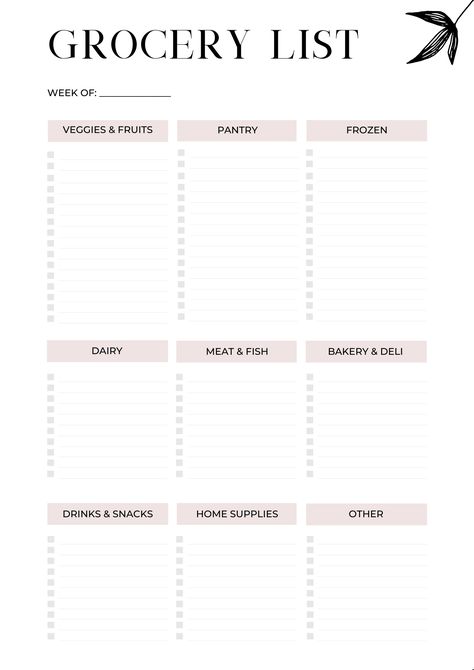 Organized Shopping List, Good Notes List Template, Food Categories List, Grocery List Templates Printable Free, Meal Prep Template Free Printables, Grocery List Categories, Recipe Categories List, Master Grocery List Printable Free, Shopping List Aesthetic