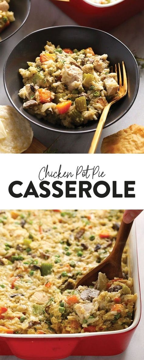 This lighter-fare Chicken Pot Pie Casserole is jam-packed with veggies, lean chicken, and that amazing creamy pop pie flavor! Creamy Chicken Pot Pie, Clean Dinner Recipes, Family Meal Prep, Pot Pie Casserole, Chicken Pot Pie Casserole, Fit Foodie Finds, Lean Chicken, Easy Chicken Pot Pie, Fit Foodie