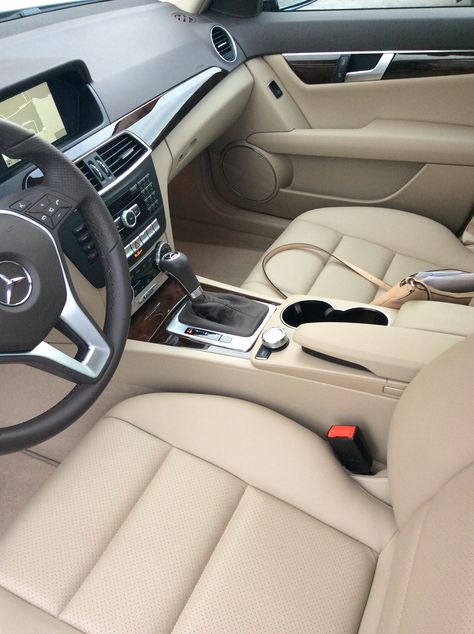 Mercedes with Silk Beige Leather interior; pretty swank! Neutral Car Aesthetic, Beige Car Interior Decor, Beige Car Interior Aesthetic, Tan Car Interior, Tan Interior Car Decor, Cream Interior Car, Beige Interior Car, Beige Mercedes, Beige Car Interior