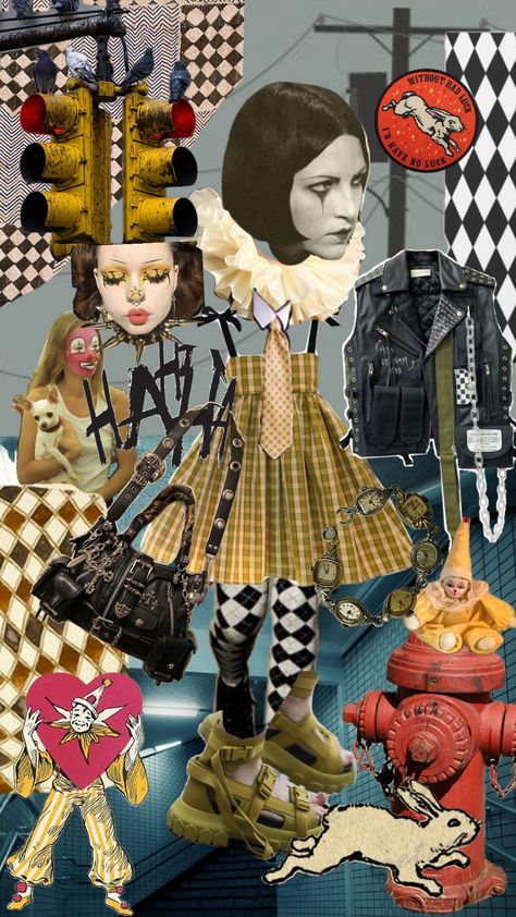 Weird Core Aesthetic Outfits, Weirdcore Fashion, Clowncore Outfit, Weirdcore Outfits, Clowncore Aesthetic, Birthday Clown, Eclectic Outfits, Eclectic Clothing, Bill Cipher