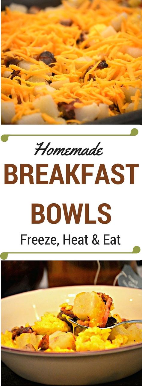 Not a morning person but still like to feed your family a hot breakfast? This Homemade Breakfast Bowls recipe freezes brilliantly and reheats in just minutes! Breakfast Bowls Recipe, Hot Breakfast, Frozen Breakfast, Jimmy Dean, Freezer Breakfast, Burritos Recipe, Recipe Breakfast, Breakfast Casserole Sausage, Homemade Breakfast