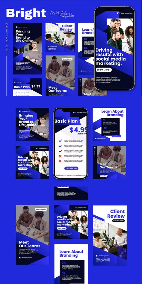 Business Company Instagram Template PSD Corporate Instagram Stories, Company Instagram, Carousel Design, Digital Web, Event Company, Business Company, Template Instagram, Business Work, Social Media Design Graphics