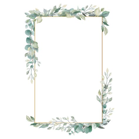 Wedding Borders Frames, Eucalyptus Border, Clipart Frames, Wedding Borders, Invitation Clipart, Green Bear, Border Png, Instagram Frame Template, Invitations Diy