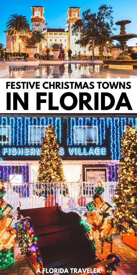 Want to celebrate Christmas in one of Florida's charming and festive Christmas Towns? There are towns that love to celebrate Christmas with lights, decorations, and festivities. If you are traveling Florida in December be sure to stop by some of these Christmas towns! Christmas In Florida Aesthetic, Florida In December, Christmas In Florida, Christmas Florida, Christmas Trips, Christmas Towns, Bonita Springs Florida, Best Family Vacation Destinations, Best Beach In Florida