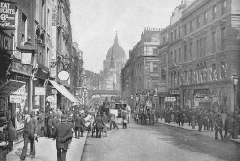 London Street in Victorian Era London 1800, Victorian Street, Victorian London, London History, Fleet Street, Sweeney Todd, St Pauls Cathedral, London Skyline, Oxford Street