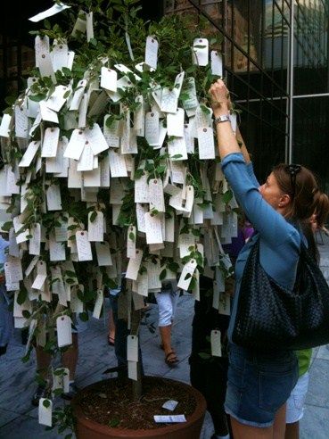 wedding wish tree- i thought this was a great idea but i wasn't sure exactly how to do it! Ritual Ideas, Peace Tree, Wish Tree, January Wedding, Photo Slideshow, Wishing Tree, Yoko Ono, When I Get Married, Design Your Life