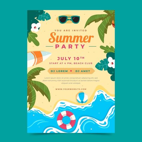 Beach Party Invitations, Eminem Wallpapers, Summer Vector, Summer Party Invitations, Summer Poster, Tropical Christmas, Diy Iphone Case, Summer Beach Party, Party Invitations Printable