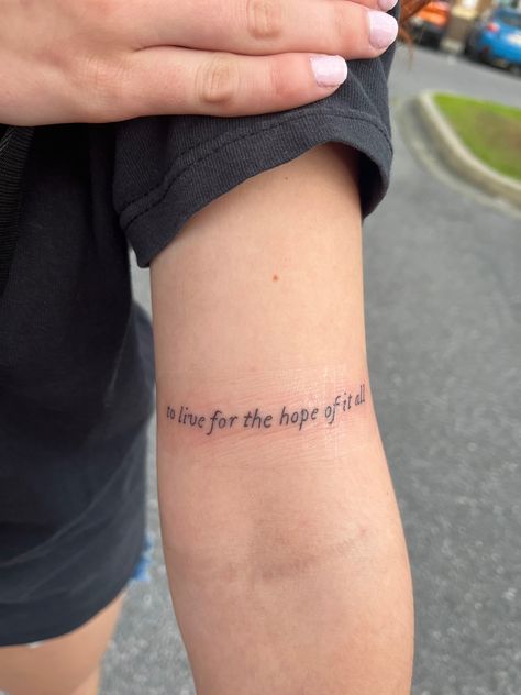 Tattoos For Friends Who Passed, Above Knee Tattoo Words, Conquer Tattoo, Tattoos For Friends, Above The Knee Tattoo, The Knee Tattoo, Knee Tattoo, Friend Tattoos, Tattoo Inspo