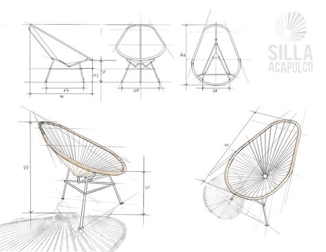 Acapulco chair sketch Fiberglass Furniture, Acapulco Chair, Garden Chair, Mexican Designs, Unique Color Combinations, Design Icon, White Sofas, Chrome Frame, Green Chair