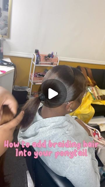 Thegolden Effectt on Instagram: "There are multiple ways to add the braiding extension into your clients hair , this is just my preferred way 🤗🫶🏽   Follow @thegoldeneffectt for more tips and tricks 🔥  #jax #duval #ponytails #braidedponytail #natural #jacksonville #explore #like #comment #blackgirlhair #naturalponytail #sleekponytail #comment #jaxhair #jaxponytails #flordiahair #frontalponytails #pinupponytial #promponytail #jaxponytails #ponytailwithbangs #halfuphalfdownhairstyle #halfuphalfdownsewin #organiquehair #bodywavehair #straighthair #halfuphalfdownquickweave" Slick Back Braided Ponytail Weave Two, How To Add Weave To A Ponytail, How To Add Hair To Braided Ponytail, How To Put On Ponytail Extension, How To Add Hair To Ponytail, How To Add Braiding Hair To Ponytail, How To Do Ponytail With Extensions, Ponytail Using Braiding Hair, Adding Hair To Ponytail