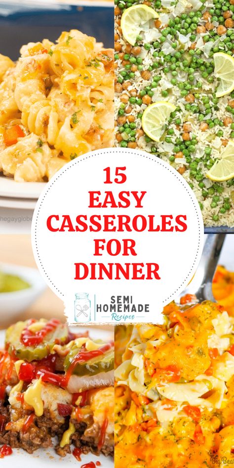 15 Easy Casseroles for Dinner - Casseroles are an easy, toss together meal that's perfect for busy weeknights and activity filled weekends! Here are 15 Easy Casseroles for Dinner or lunch that you'll want to make again and again! Easy To Make Casseroles, Easy Light Casseroles, Rice Casserole Recipes Easy, Easy Weekday Casseroles, Lazy Casserole Easy Dinners, Quick And Easy Dinner Recipes For Family Cheap Casseroles, Easy Casseroles For Dinner, Easy Casseroles, Quick Easy Casseroles