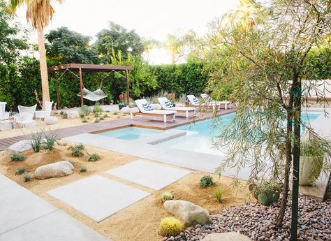 Palm Springs Backyard, Palm Springs Landscaping, Pool Makeover, House In The Hills, Desert Backyard, Pool Landscape Design, Backyard Pool Landscaping, Desert Homes, Backyard Inspiration