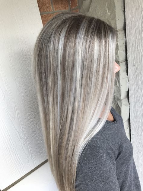 Ice Blonde Hair. Highlights Grey Hair Blonde Highlights, Grey Highlights On Blonde Hair, Icy Blonde With Lowlights, Ice Blonde Hair With Lowlights, Blonde Hair With Silver Highlights, Ice Blonde Highlights, Blonde Hair Dark Eyes, Caramel Highlight, Icey Blonde