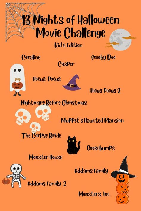 Family Movie Night Food, Monster House Movie, Kid Friendly Halloween Movies, Halloween Movie Night Party, Family Friendly Halloween Movies, Family Movie Night Themes, Halloween Themed Movies, Halloween Party Ideas For Kids, Disney Themed Movie Night