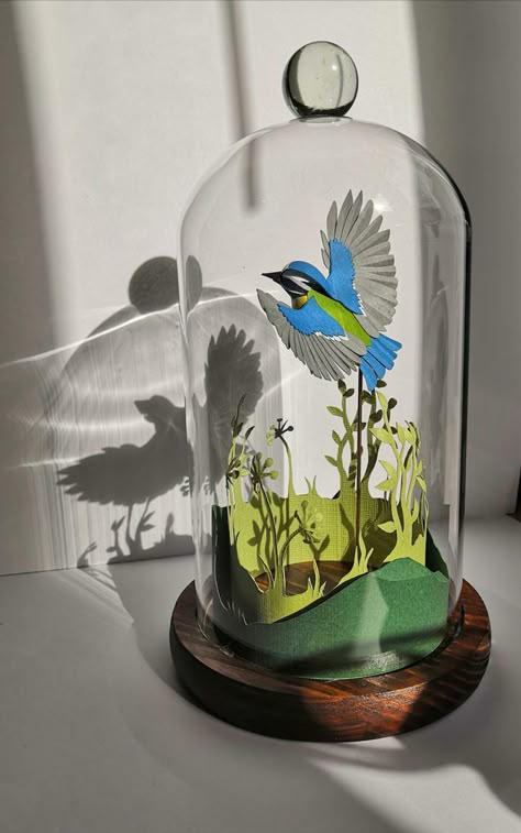 Bell Jars Glass Globes Crafts, Art Exam 2023, Book Diorama, Dnd Pets, Terrarium Craft, Light Box Ideas, Coffee Shop Art, Crystal Book, Recycling Paper