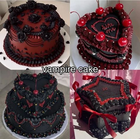 Vintage Cake Design Black, Vampire Theme Cake, Goth Theme Party, Black And Red Birthday Theme, Goth Wedding Cake, Goth Cake, Gothic Cakes, Gothic Birthday Cakes, Birthday Moodboard