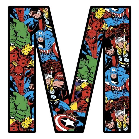 Marvel Letters, Spiderman Stickers, Superhero Alphabet, Mickey Birthday Cakes, Superhero Letters, Avengers Room, Avengers Coloring, Marvel Party, Spiderman Birthday Party