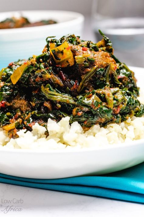 Healthy African Food Recipes, African Spinach, Nigerian Rice, Rice And Stew, African Soup, Naija Food, Efo Riro, Spinach Stew, African Stew