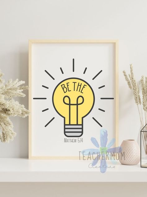 Be the Light Lightbulb Digital Files matthew 5:14 Bible Verse | Etsy Scripture Svg, Matthew 5, Be The Light, Decorating Themes, Shine Your Light, Let Your Light Shine, Light Of The World, Cricut Creations, Chalk Art