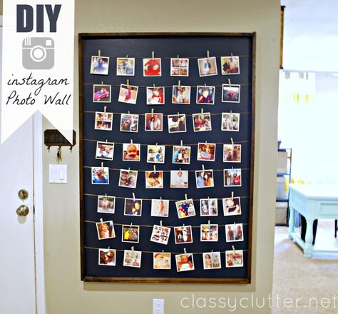 instagram wall tutorial  Make a scrapbook page to match! The wall board can be rearranged as needed. Instagram Wall Art, Diy Photo Display, Photo Wall Display, Diy Instagram, Instagram Wall, Picture Board, Unique Gallery Wall, Diy Wand, Youth Room