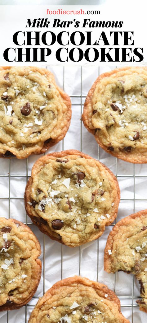 Homemade Cookie Recipe, Milk Bar Recipes, Milk Chocolate Chip Cookies, Salted Chocolate Chip Cookies, Christina Tosi, Homemade Cookie, Cookie Recipes Homemade, Foodie Crush, Chewy Chocolate Chip