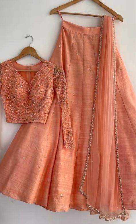 Orange Colour Wedding Lehenga, Modern Lehangas, Diwali Shoot Ideas, Customised Lehenga, Lehenga Hanging, Kajra Re, Long Skirt Top Designs, Orange Lehenga, Latest Bridal Blouse Designs