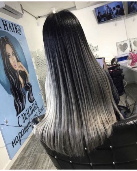 Top 12 Black Hair With White Underneath For Monochrome Magic Black And Silver Hair Straight, Grey Low Lights, Black To Silver Ombre Hair, Black Hair Blonde Ends, Black And Blonde Ombre Hair, Hair With White Underneath, Black Hair With White Underneath, Black Hair With Platinum Highlights, Black And Platinum Hair