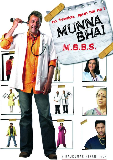 Munna Bhai Mbbs, Good Funny Movies, Munna Bhai, Imdb Movies, Bollywood Posters, Comedy Films, Shah Rukh Khan, Indian Movies, Movie Nights