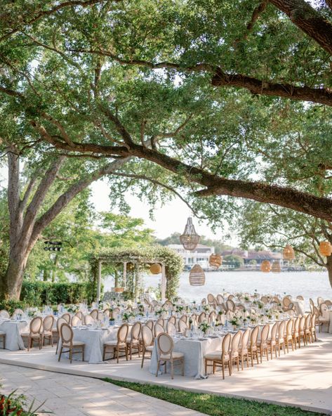 Sophia & John - Anna Lucia Events Blue Table Linens Wedding, Anna Maria Island Wedding, Outdoor Reception Decorations, Linen Table Settings, Waterside Wedding, Outdoor Wedding Reception Decorations, Blue White Weddings, Table Cloth Decorations, Backyard Reception