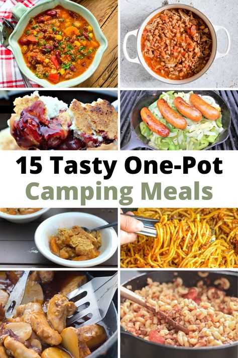 One Dish Camping Meals, One Pot Campfire Meals, One Pot Meals For Camping, One Pan Camping Meals, Easy One Pot Camping Meals, Stovetop Camping Meals, Freezer Camping Meals, Camping Pasta Meals, One Pan Camping Dinners