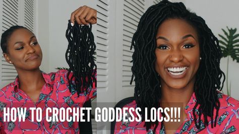 How to Crochet Goddess Locs in less than 2 hours  [Video]  Read the article here - http://www.blackhairinformation.com/video-gallery/crochet-goddess-locs-less-2-hours-video/ Goddess Locs Tutorial, Crochet Locks, Crochet Goddess Locs, Winter Braids, Ecaille Hair, Goddess Locks, Locs Tutorial, Crochet Goddess, Faux Locs Hairstyles