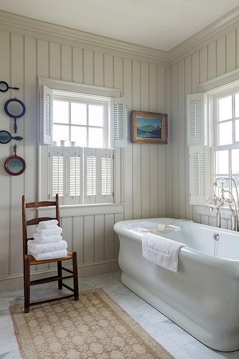 New Greek Revival Farmhouse in the Berkshire Mountains Bathroom Bump Out Addition, New England Bathroom, Homestead Farmhouse, Canada Dream, Cottage Bath, Greek Revival Home, Attic Ideas, Dining Room Cozy, Victorian Bathroom