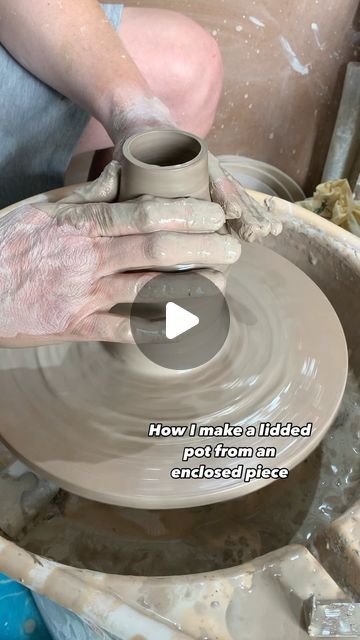 DLL Ceramics on Instagram: "How I make a lidded pot from an enclosed piece. First I throw the enclosed form, then I cut, then I trim so it fits perfectly!  Thanks always for following along @dllceramics 🙏🏻  #ceramics #pottery #potteryuk #clay #handmade #artisan #handmadepottery #craft #potter #potterywheelvideos #wheelthrowing #potterywheel #instapottery #ceramicsofinstagram #potteryhowto" Pottery Tutorials, Wheel Throwing, Pottery Videos, Pot Lids, Pottery Wheel, Jar Lids, Ceramics Pottery, Pottery Ideas, Handmade Pottery