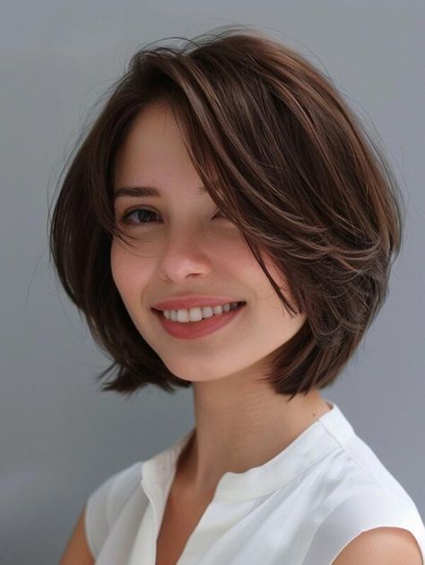 Explore Chic Chin-Length Layered Bob Hairstyles Asian Hair Bob, Hairstyle Asian, Short Layered Bob Haircuts, Haircuts For Medium Length Hair, Short Hair Images, Layered Bob Haircuts, All Face Shapes, Corte Bob, Chin Length