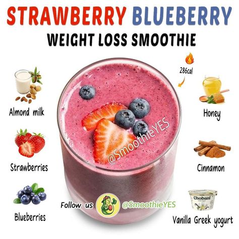 🍎21 Days Smoothie Diet™ 🇺🇸’s Instagram profile post: “DRINK OR PASS? 🤤😍😊 . A simple, healthy Strawberry Blueberry Smoothie made with almond milk, frozen berries, and yogurt. Delicious, low…” Berries And Yogurt, Strawberry Blueberry Smoothie, Diet Smoothies, Easy Healthy Smoothie Recipes, Healthy Diet Smoothies, Nutritious Smoothie Recipes, Fruit Smoothie Recipes Healthy, Plantbased Recipes, Easy Healthy Smoothies